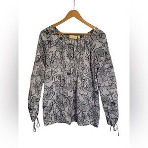 Princess Vera Wang Floral Keyhole Blouse Top Size Small